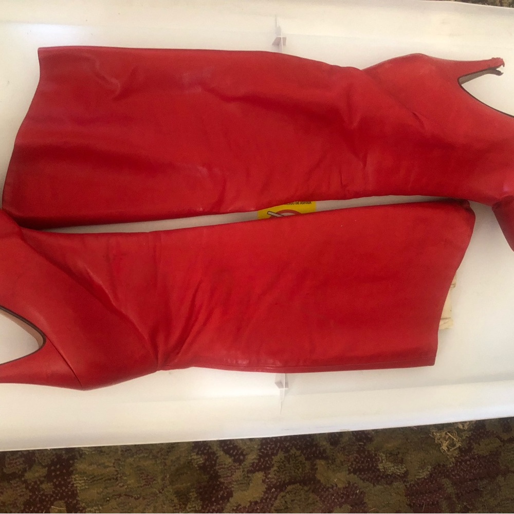 Red Leather boots vintage